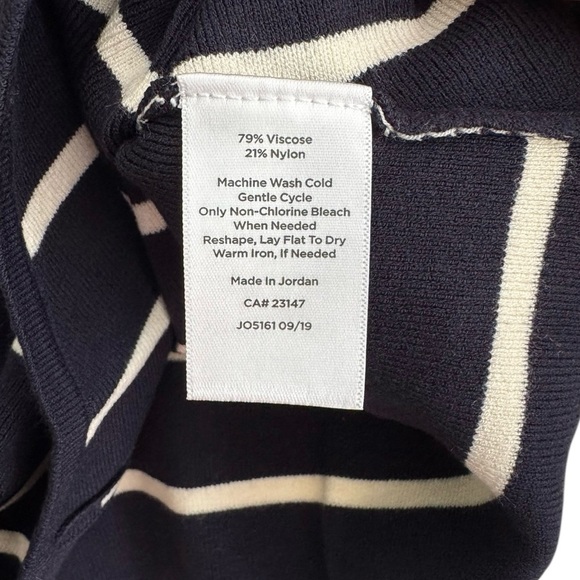 NWT Talbots Chevron Stripe V-Neck Sweater Pullover Top Casual Navy White Size M - Picture 3 of 8